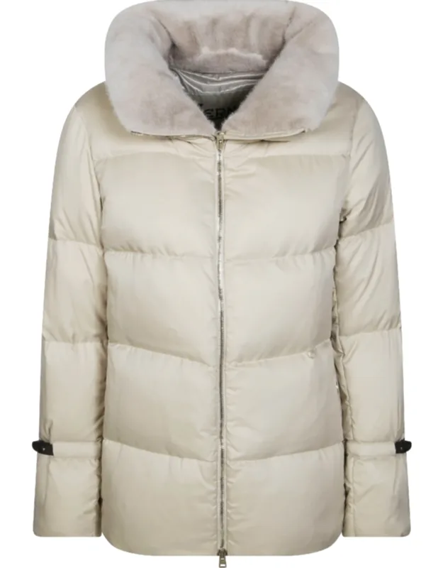 Quilted Plush Collar Down Coat