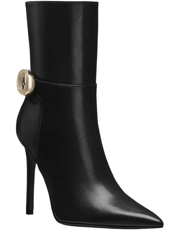 Power Buckle Leather Bootie