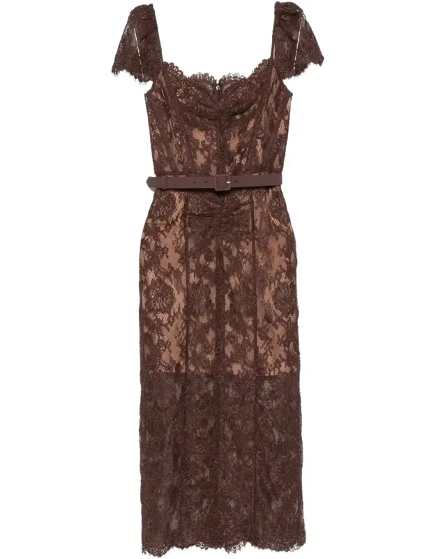 Lace Scalloped-hem Midi Dress