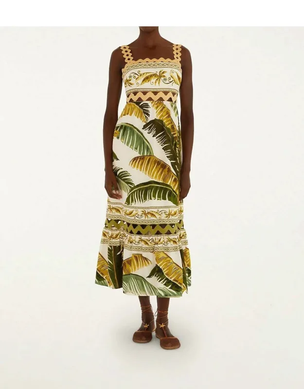 Printed Linen-blend Dress