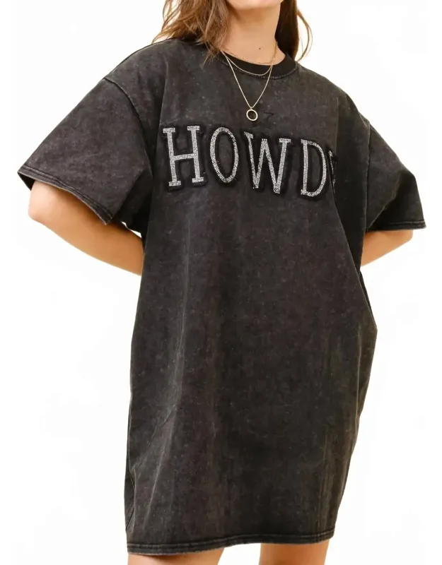 Howdy Shirt Dress With Rhinestone Detail