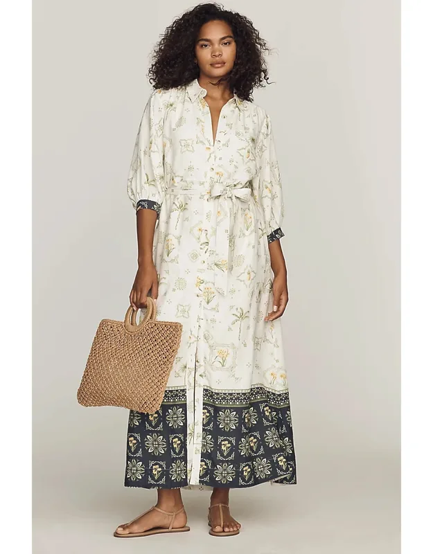 Linen Blend Maxi Shirtdress