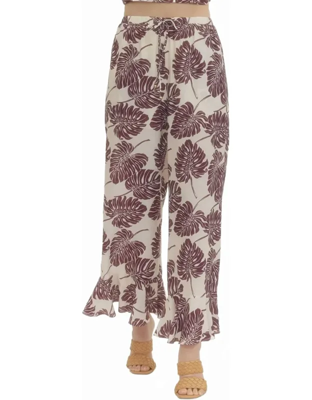 Botanical Wide Leg Ruffled Pants