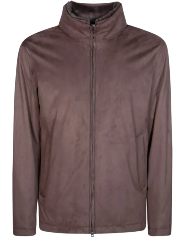 Suede-texture Plush-lined Jacket