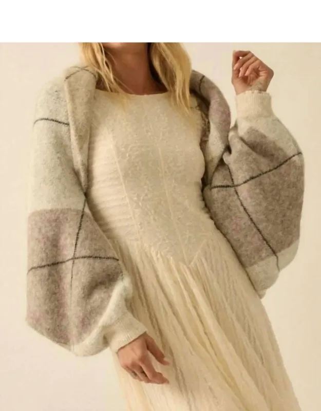 Argyle Jacquard Knit Cardigan Shrug
