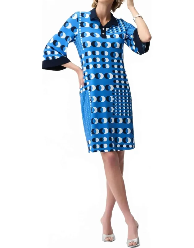 Polka Dot 3/4 Sleeve Shirt Dress