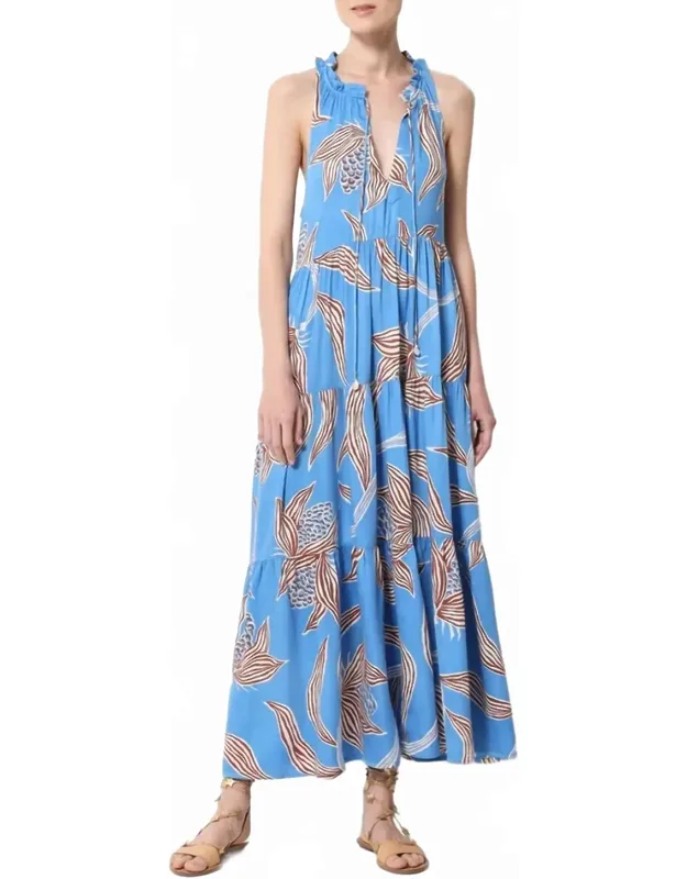 _paola Maxi Dress With Adjustable Tie Closure And Practical Pockets_