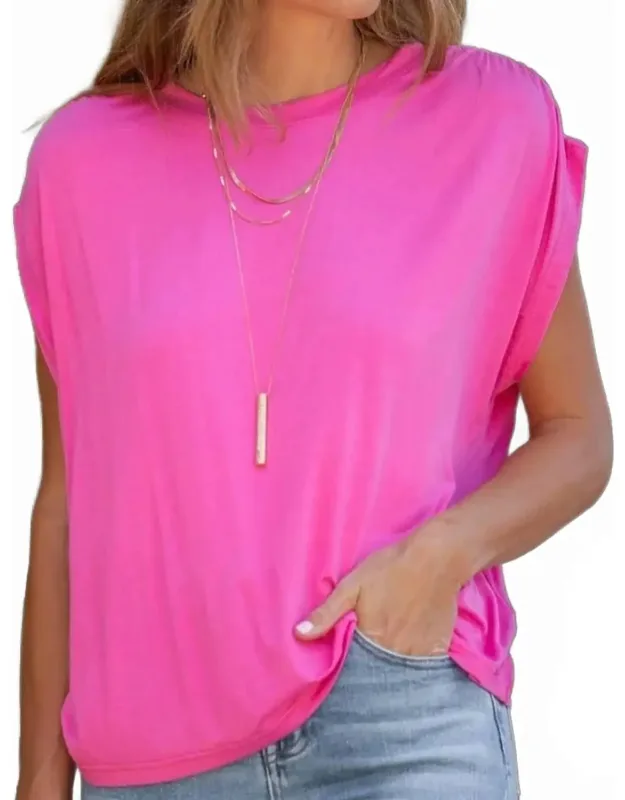Super Soft Casual Ruched Shoulder Tee