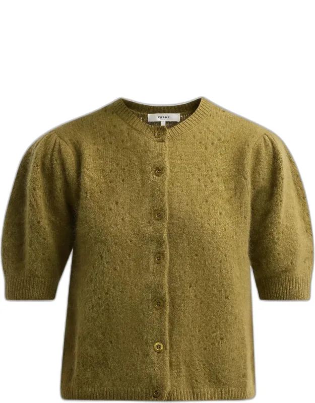 The Bow Cotton-blend Cropped Cardigan