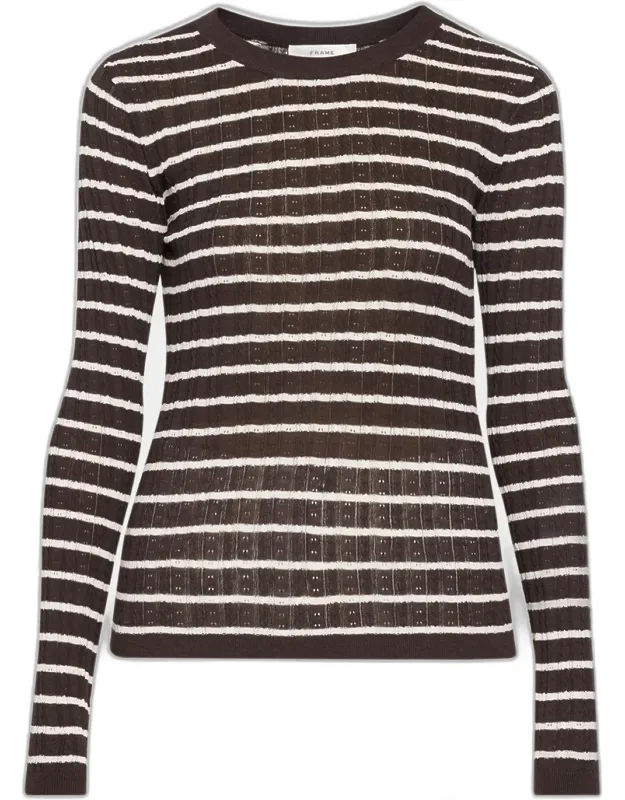 Pointelle Striped Sweater