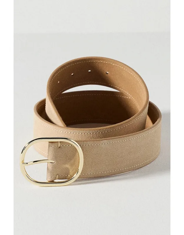 Oval Buckle Leather Belt
