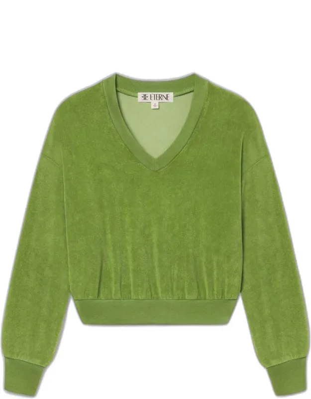 Cropped V-neck Sweatshirt