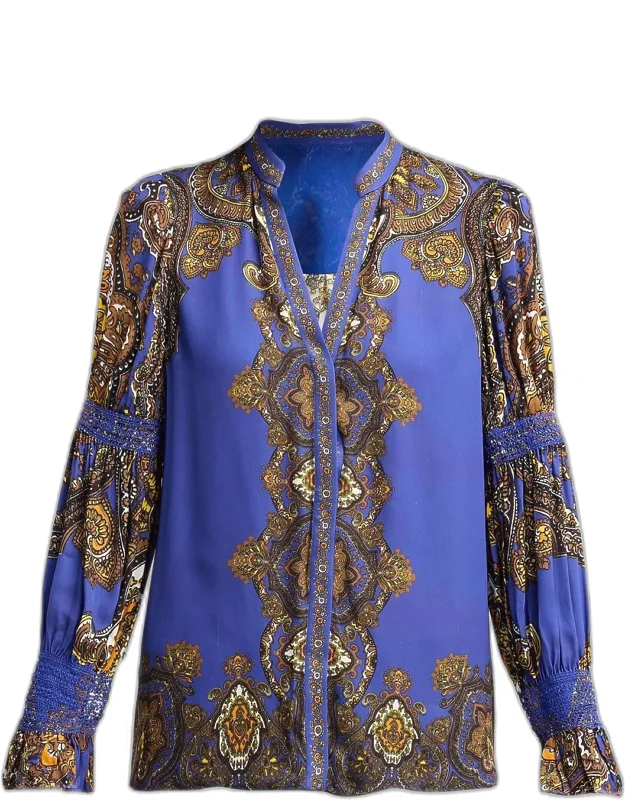 Ilan Smocked-sleeve Blouse