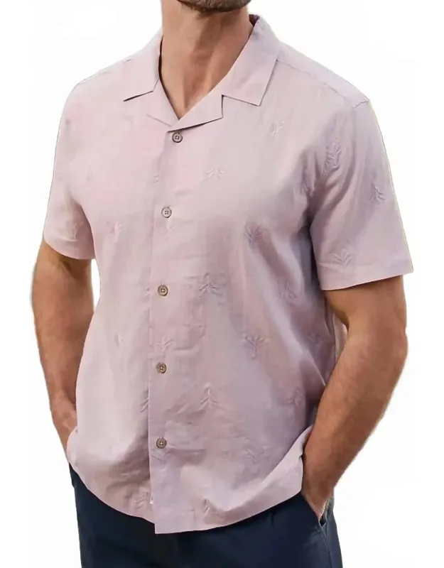 Embroidered Cotton Short Sleeve Shirt