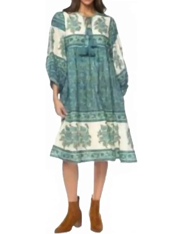 Block Print Puff Sleeve Dress