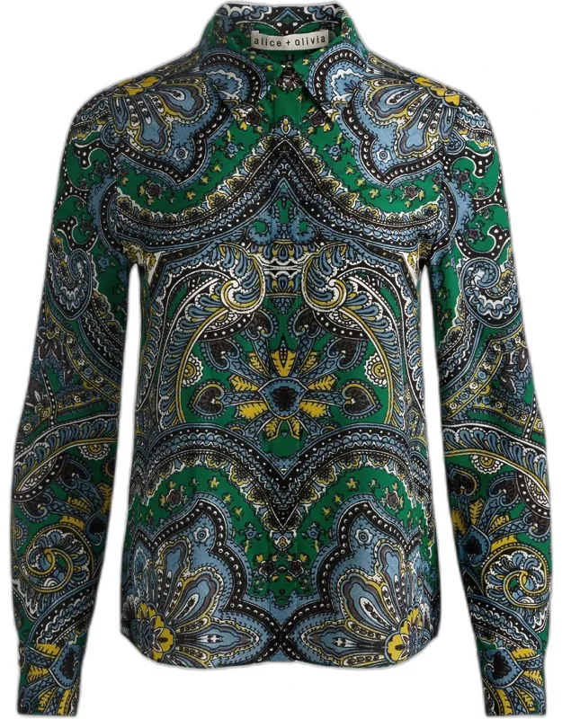 Paisley Silk Placket Top