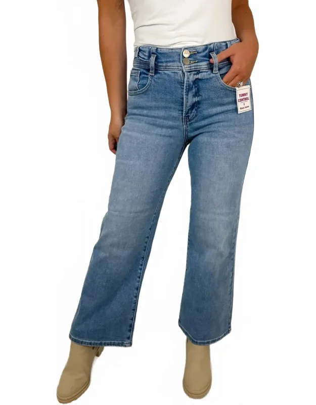 Tummy Control High-rise Cropped Wide Leg Jeans