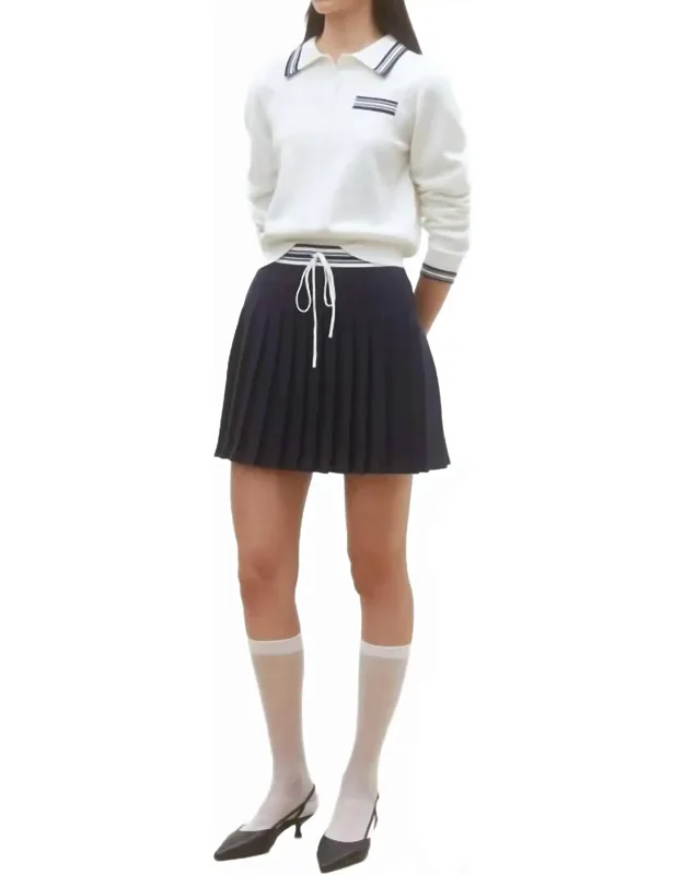 Two-tone Pleated Mini Skirt