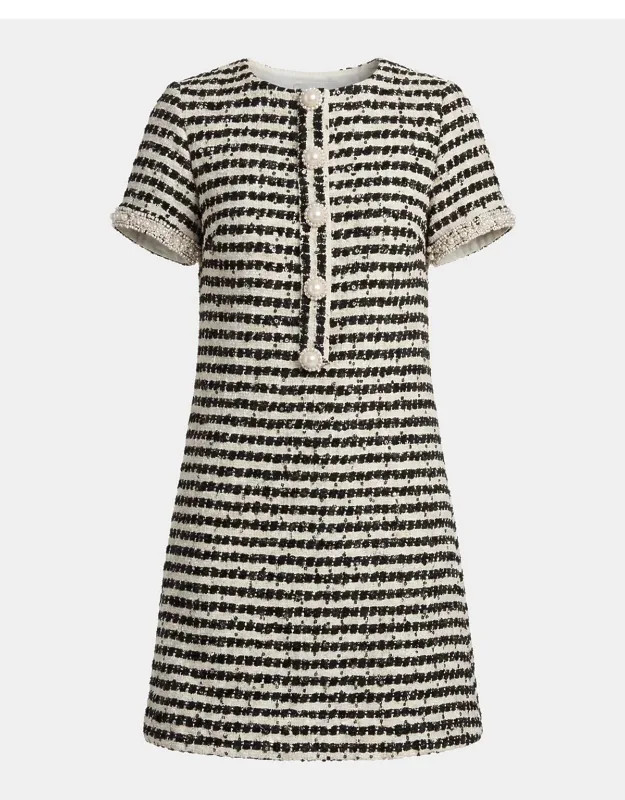 Sequin Striped Boucle Mini Dress