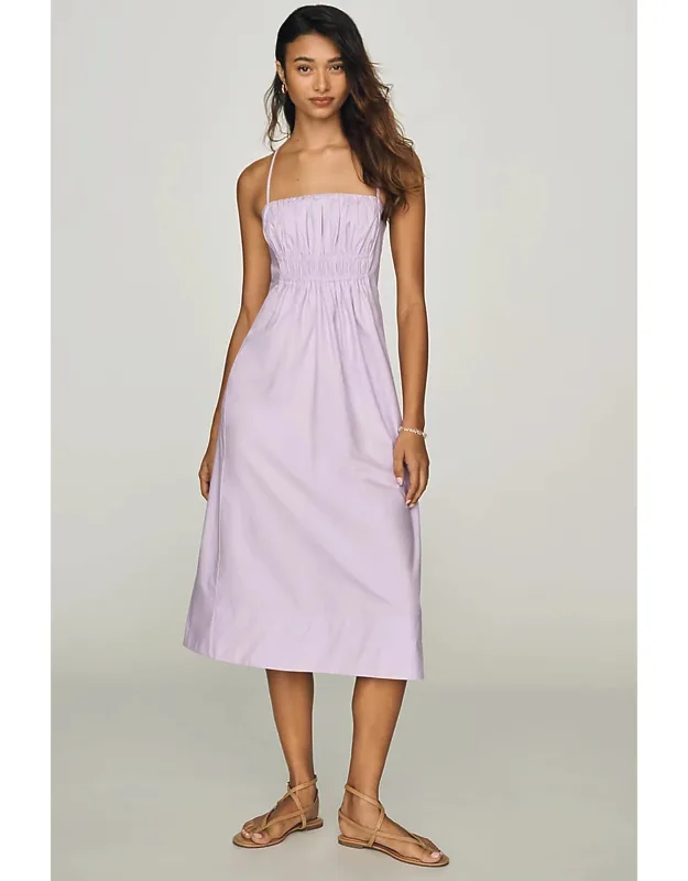 Cotton Ruched Midi Dress