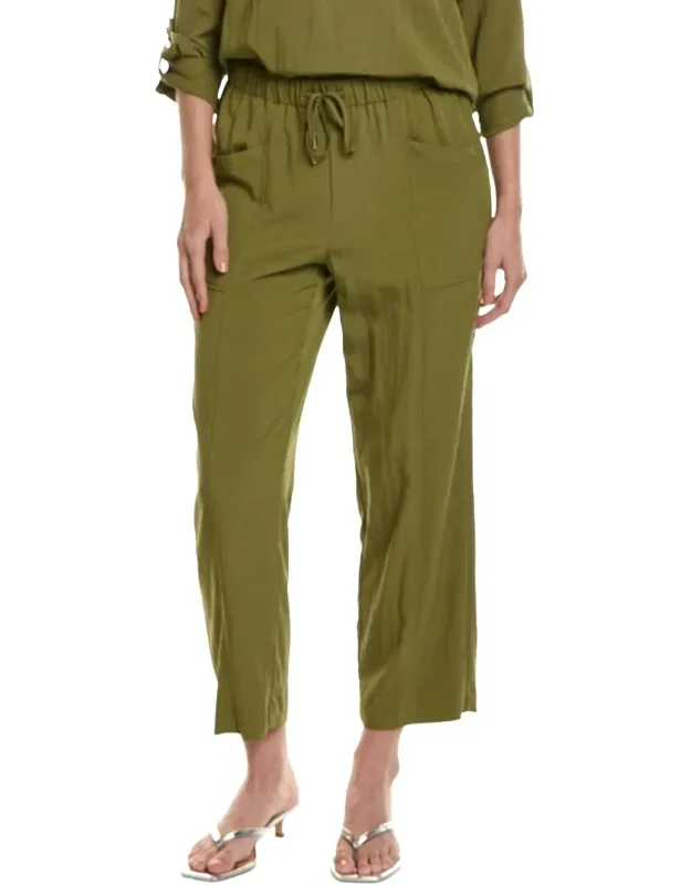 Pull-on Pocket Straight Ankle Pants