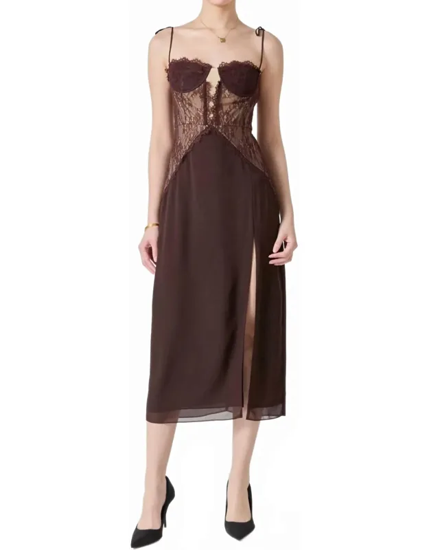 Lace See Through Midi Dress