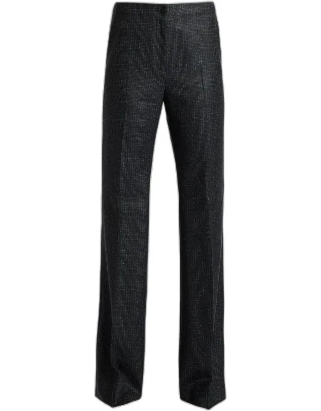 Checked Virgin Wool Flared Pants