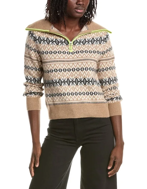 Asher Fairisle 1/4-zip Cashmere Sweater