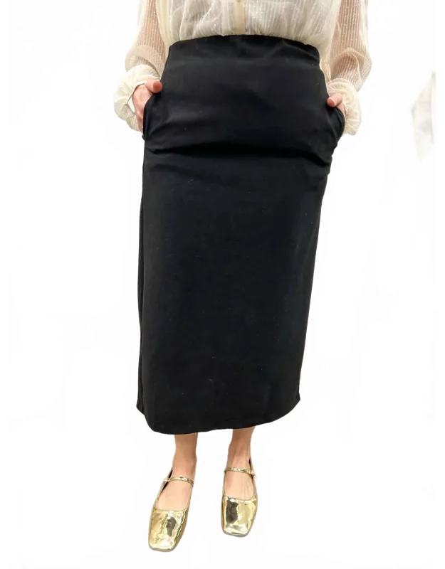 Ribbed Brushed Midi Skirt
