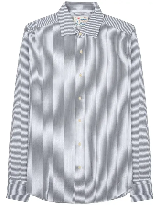 Pamplona Striped Long-sleeve Linen Shirt