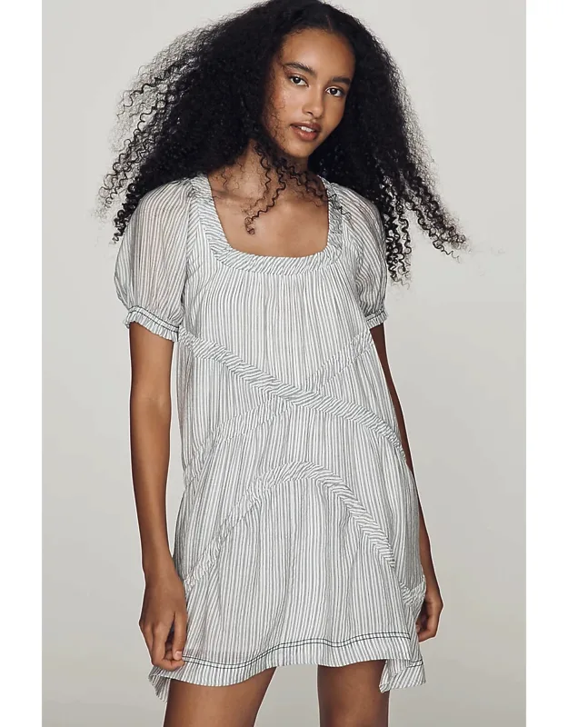 Textured Puff-sleeve Mini Dress