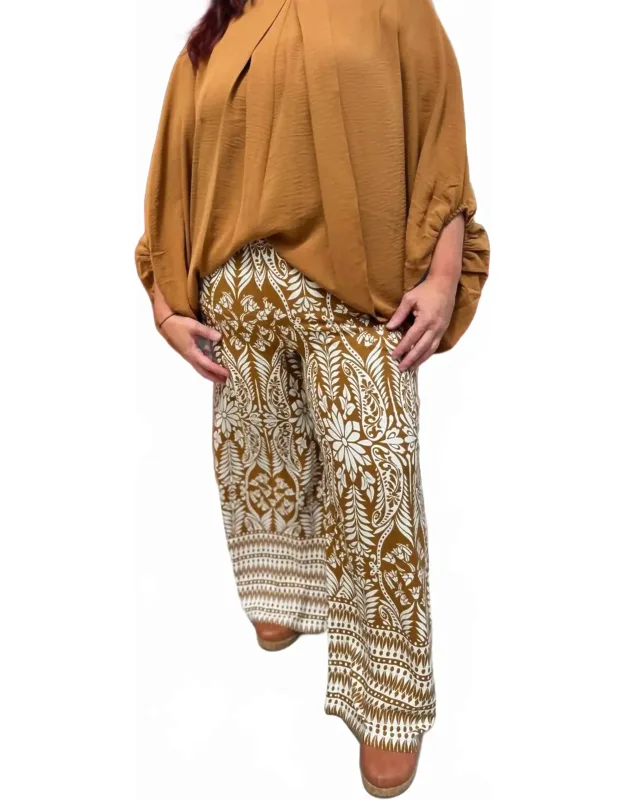 Floral Paisley Print Wide Leg Pants