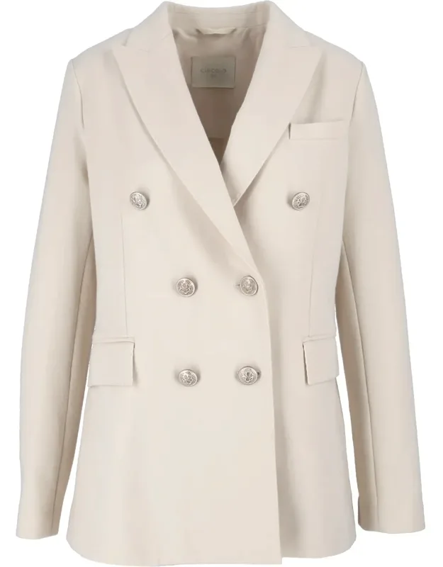 Structured Double-breasted Fleece Blazer