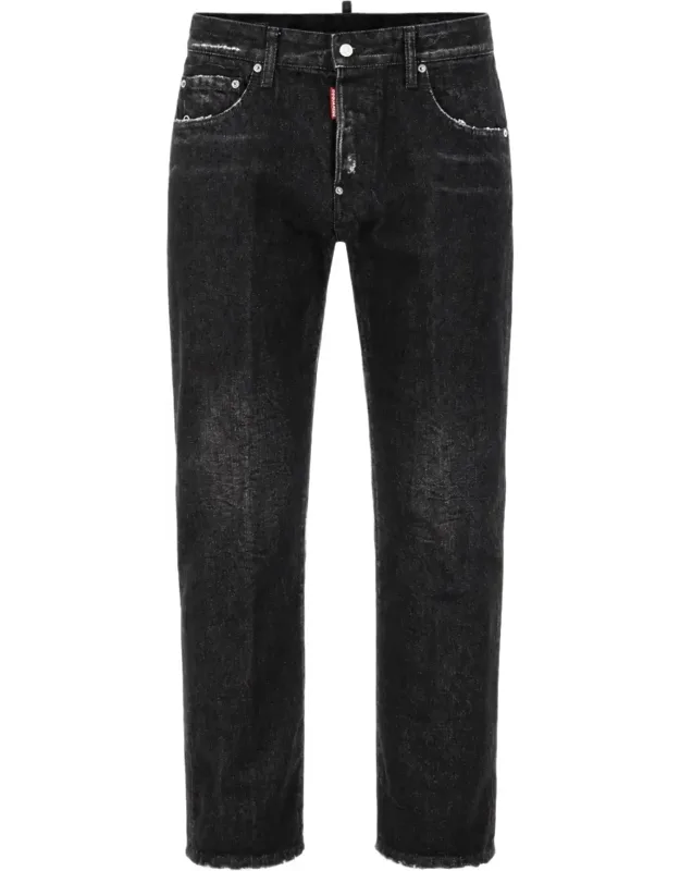 Cropped Distressed Denim Jeans