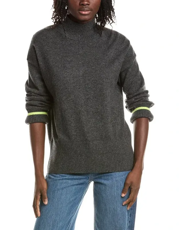 Split Hem Mock Neck Cashmere Sweater