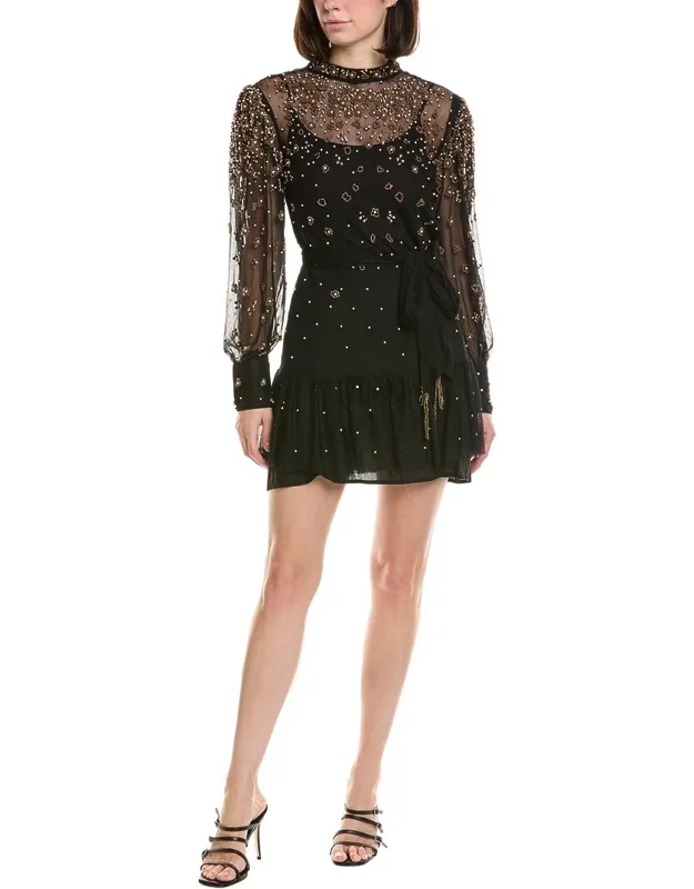 Embroidered Tulle Mini Dress