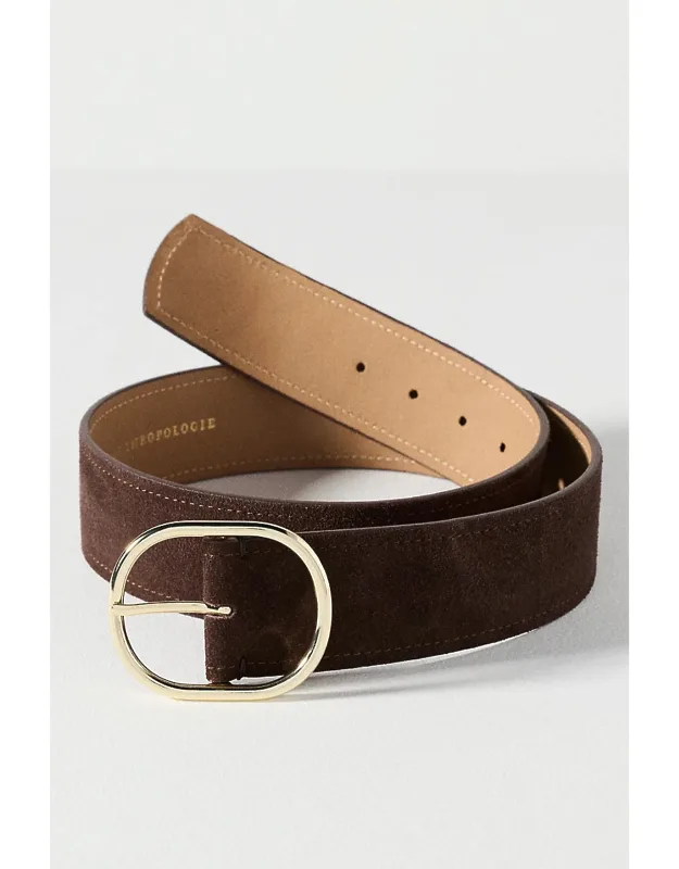 Oval Buckle Leather Belt