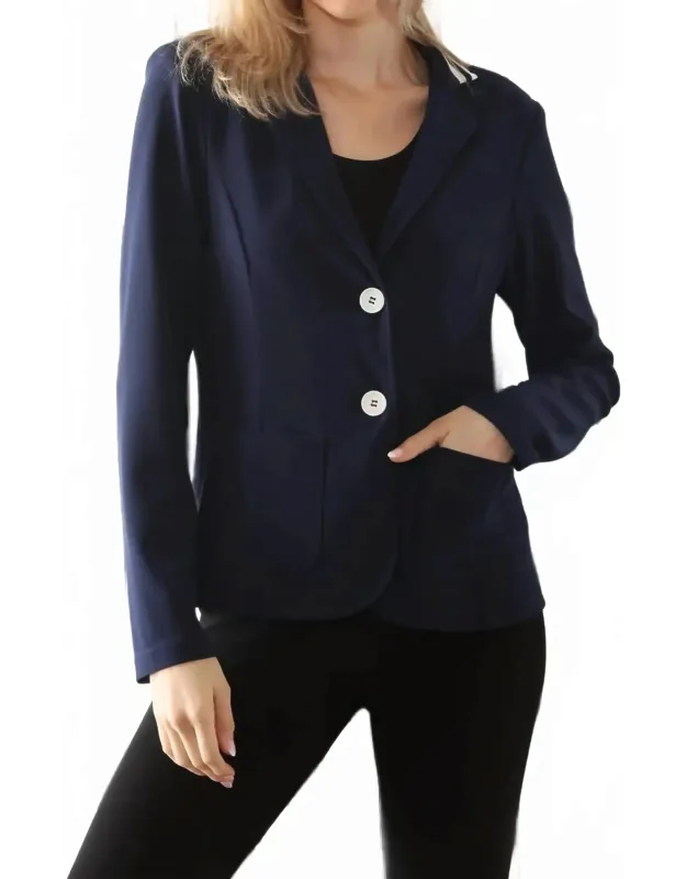 Striped Collar Silky Knit Blazer