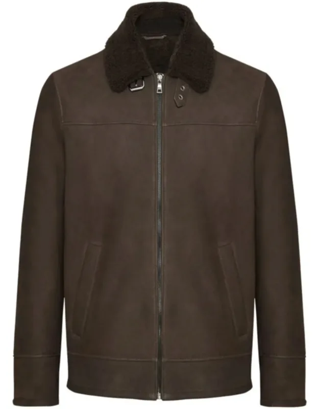Shearling Jacket With Cozy Collar And Structured Silhouette