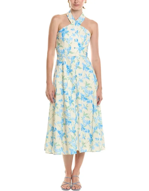 Linen-blend Midi Dress