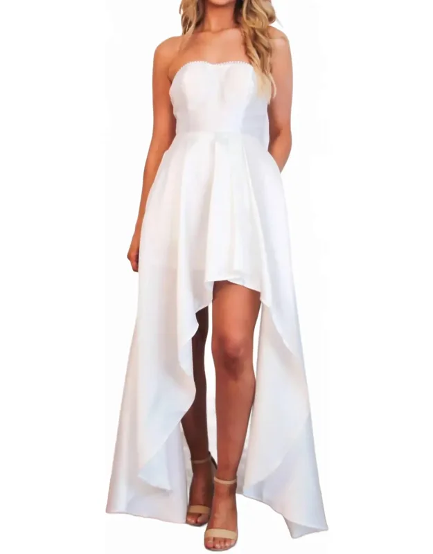 Pearl Detail Satin High Low Maxi Dress