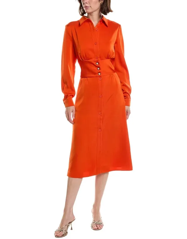 Satin Corset Waist Shirtdress