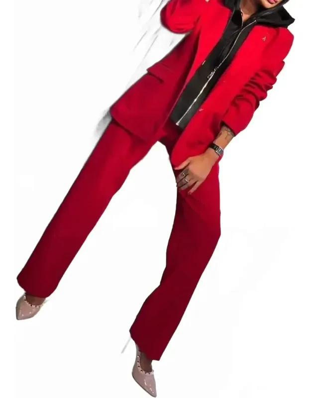 Two-piece Suit With Hooded Blazer