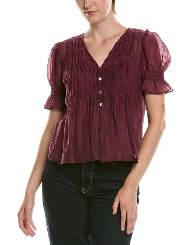 Pintuck Puff Sleeve Top