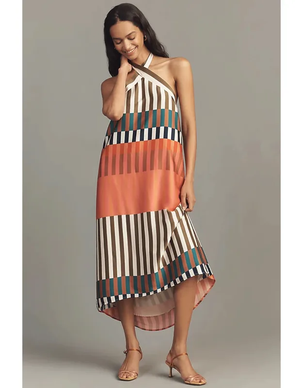 Satin Halter Midi Dress