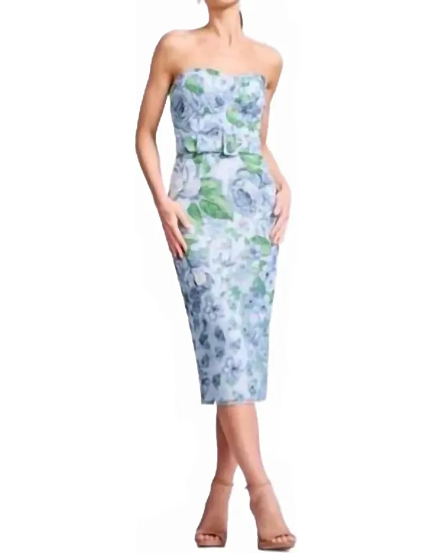 Shaliene Strapless Sweetheart Bodycon Midi Dress