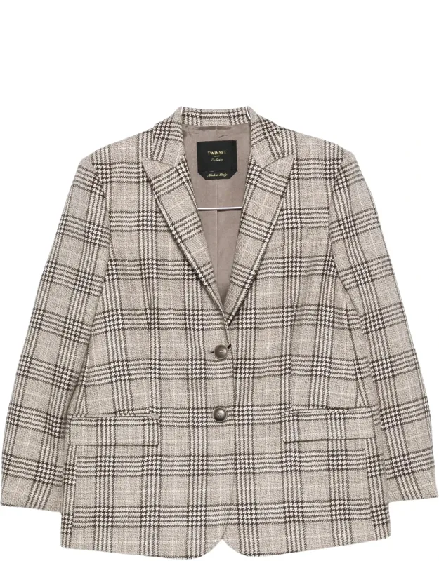 Check Wool-blend Blazer