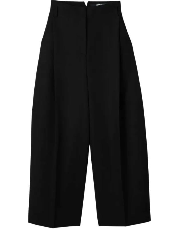 Wide-leg Cropped Trousers With Tailored Pleats And High Waist