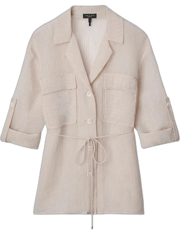 Striped Button-front Blouse
