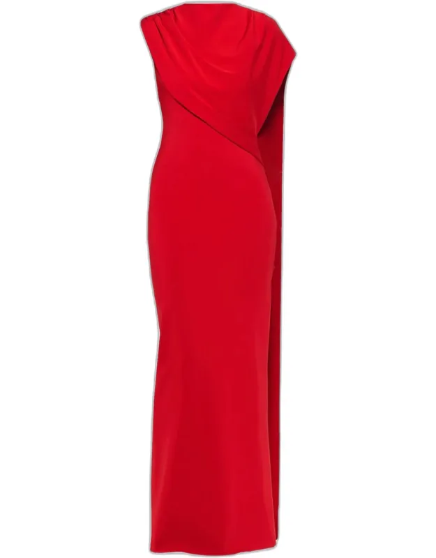 Draped Cape Jersey Gown